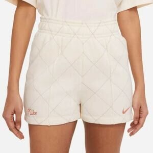 Nike Sportswear Fleece Lined Quilted Diamond Cream Sweat Shorts Women's Large